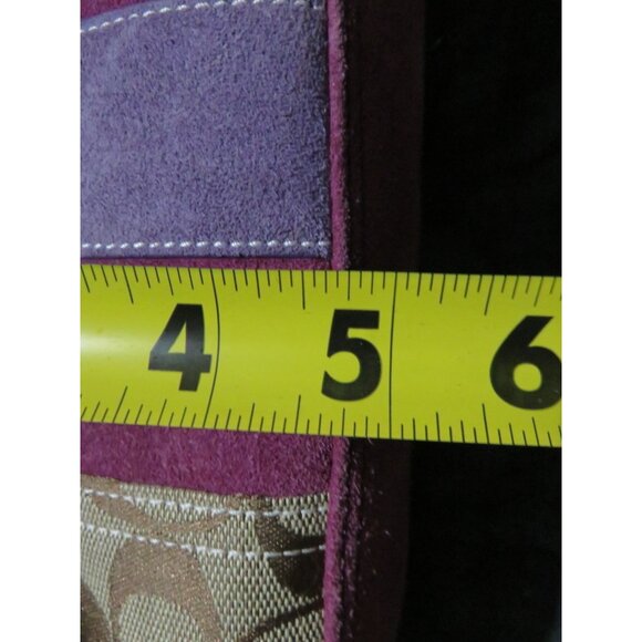 SOLD Coach 2005 Vintage Canvas & Suede Signature Demi Baguette Sufflette Bag - Picture 10 of 12